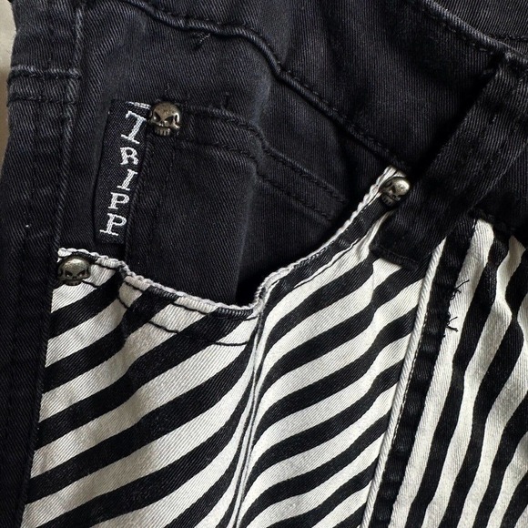 Tripp Striped Skinny Jeans Women's Rave Goth Punk Geometric Black White Size 18 - Picture 4 of 7
